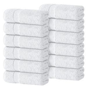 White Classic Luxury Cotton Washcloths 13x13 Inch - 650 GSM Turkish Cotton | Hotel, Spa, Bathroom Face Towel | 12 Pack