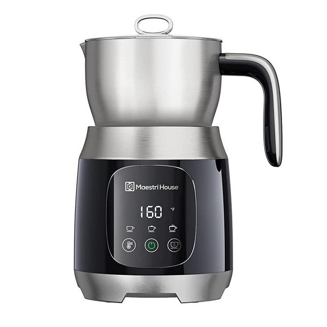 Maestri House Milk Frother, 21OZ Variable Temp and Froth Thickness Milk Frother and Steamer, Smart Touch Control Milk Warmer, Dishwasher Safe, Memory Function for Latte Cappuccino, Black 120V