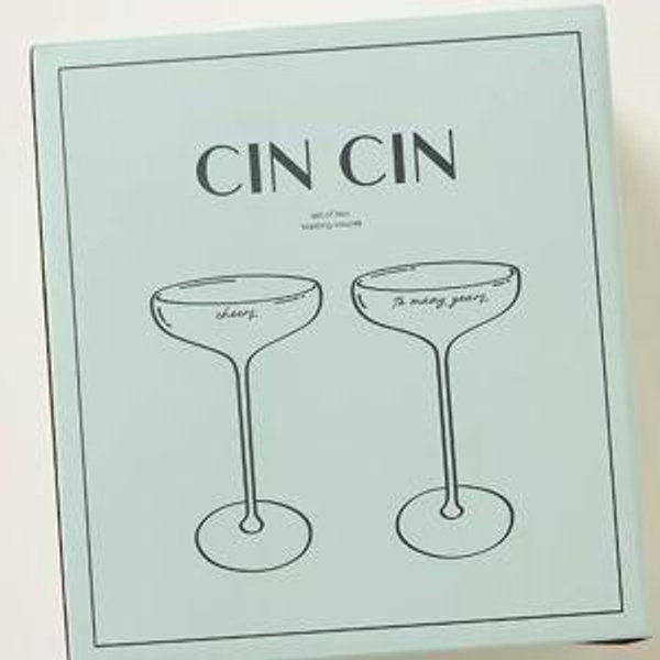 Cheers to Many Years Toasting Coupes, Set of 2