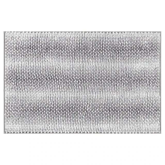 Unique Bargains Chenille Soft and Absorbent Non-Slip Striped Luxury Plush Shaggy Bath Mat Bathroom Rug Light Grey 16" x 24"