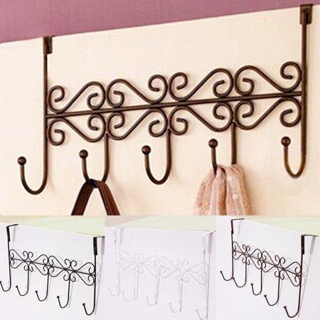 ASEWUN Over The Door Hook Rack 5 Hooks Coat Towel Clothes Hat Bag Keys Hanging Holder Hanger