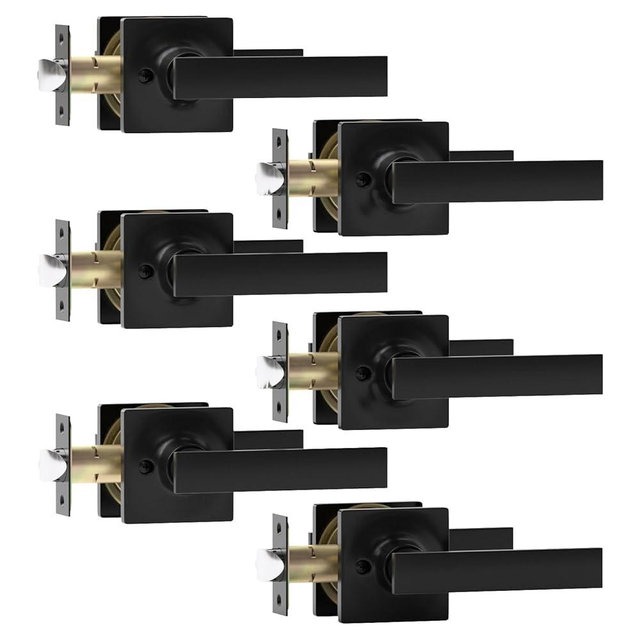 Voraus Passage Door Knob Black Door Knobs Interior Keyless Entry Door Lock with Handle Matte Black Door Handle Interior Door Lever Lock