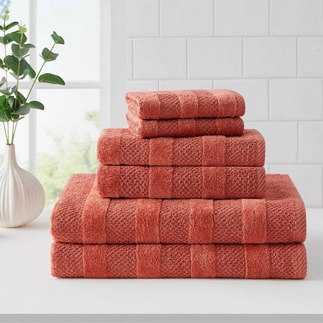 6pc Quick Dry Bath Towel Set Coral - Cannon