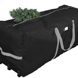 Christmas Tree Storage Bag, Fits Up to 9 foot Tall Xmas Holiday Trees 28" X 16" X 60" Extra Large Heavy Duty Xmas Box Container with Wheels (Black)
