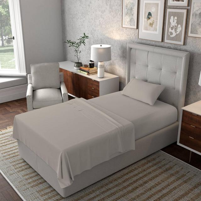 Twin 400 Thread Count Wrinkle Free Cotton Sheet Set Taupe - Purity Home