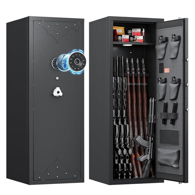 KAER 12-15 Gun Safe, Large Gun Cabinet for Home Rifle and Shotguns, Rifle Safe for Home, Quick Access Gun Safe with Digital Keypad, Rifle Safe, Gun Safes with Adjustable Shelves and Pistol Pockets