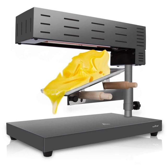 Sound Around - NutriChef Electric Raclette Cheese Melter - Swiss Style Warmer Melts ,  Stainless Steel, Stain Resistant, Adjustable Temperature Control, Food Prep 120V / 600 Watt (PKCHMT17)