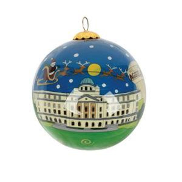 A&M Santa Sleigh Hand-Painted Glass Ornament