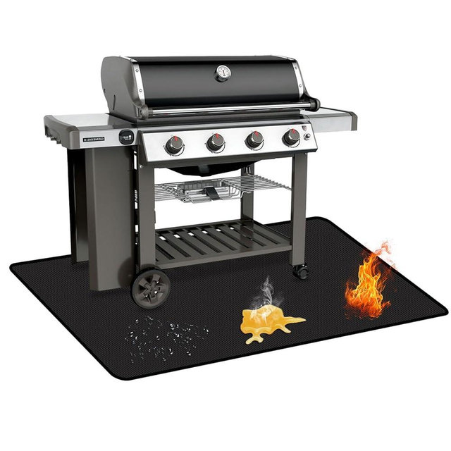 Rumlick 60 x 40 inch Under Grill Mats for Outdoor Grill, Oil and Waterproof, Double-Sided Fireproof Fire Pit Fireplace Outdoor BBQ Mat for Protecting Deck and Lawn