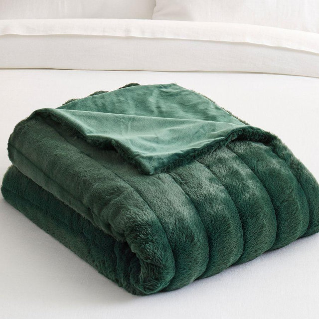 Double Faced Faux Fur Blanket, Sycamore, King/Cal. King