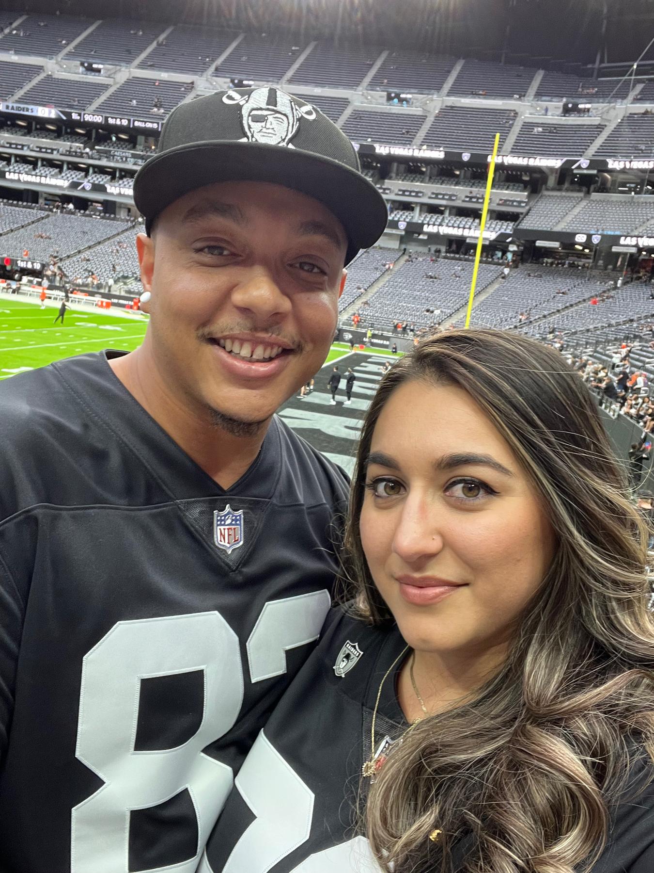 Our first Raider’s game at the new stadium. So glad we share the love for the same team.