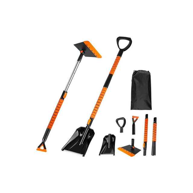 Zone Tech Extendable Snow Shovel, Ice Scraper &Snow Squeegee 42" 5-1 Rotating Snow Squeegee Head, Extendable Ice Scraper, Shovel with Ergonomic Handle