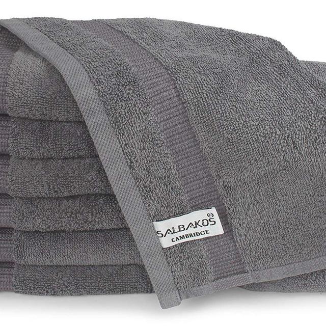 SALBAKOS Luxury Hotel & Spa Turkish Cotton 12-Piece Eco-Friendly Washcloth Set for Bath, 13 x 13 Inch, Gray