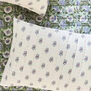 Khira Cotton Floral Printed Shams, Set of 2- GREEN