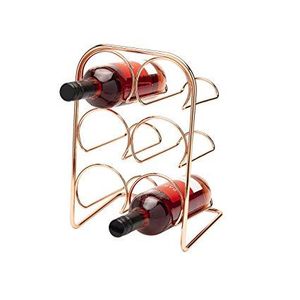 Hahn Pisa Copper Freestanding Wine Rack Holds 6 Bottles