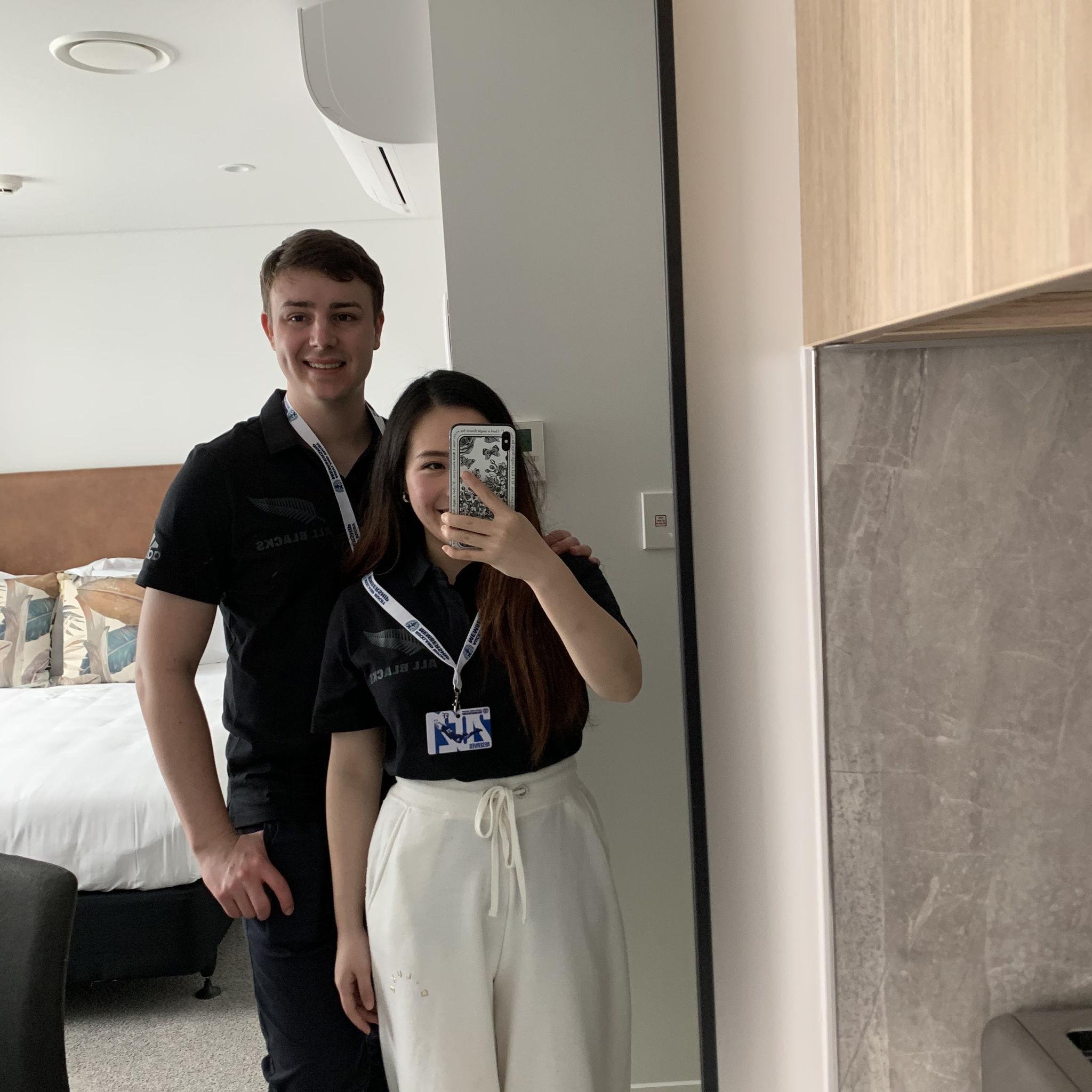 August 2021, Auckland - Our pre-match photo, before seeing the All Blacks play the Wallabies at Eden Park, in the opening test of the Bledisloe Cup series.