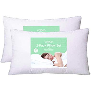 Celeep 2-Pack King Bed Pillows - 20 x 36-1200GSM Ultra Soft Sand Washed Cover, Sleeping Pillows with Lofty Microfiber Filling