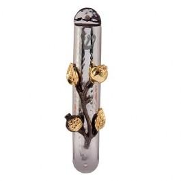 Yair Emanuel Stainless Steel Pomegranates Mezuzah (for 12cm Scroll)