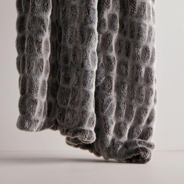 Faux Fur Cascade Throw, 47"x60", Brown Iron