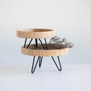 Woven Rattan Pedestal