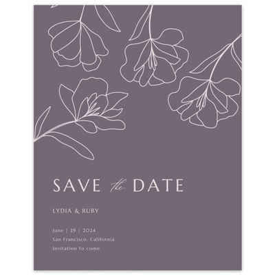 Dark Mauve, Purple Wedding Digital Save the Date - Emeline Classic