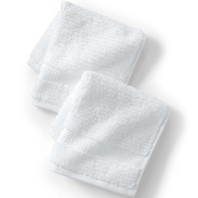 Lands' End Organic Cotton 2-Piece Washcloth Set - Washcloth Set - White