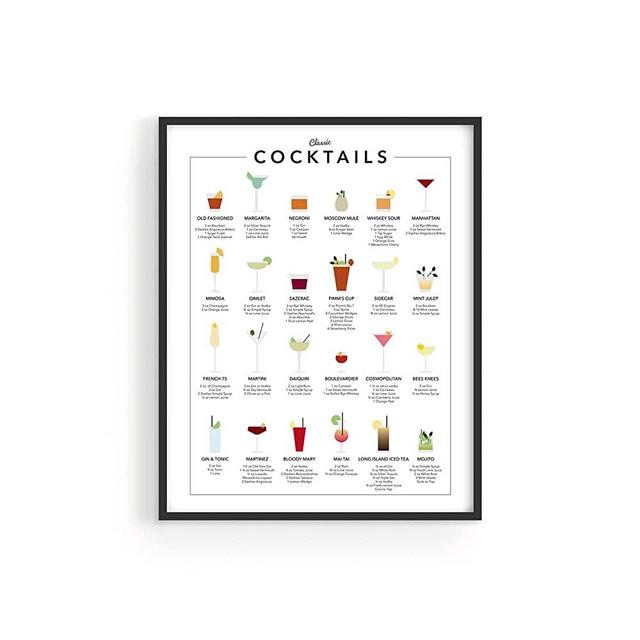 Haus and Hues Alcohol Framed Wall Art, Menu Bar, Drink Wall Art, Alcohol Artwork Framed, Bar Wall Decor, Bar Pictures Wall Decor, Kitchen Art Wall Décor, College Dorm Posters (Black Framed, 16x20)