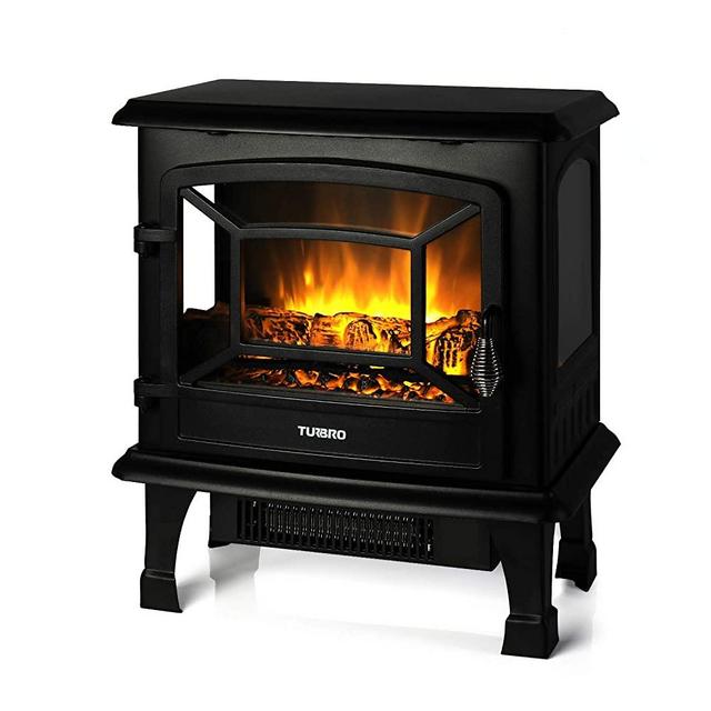 TURBRO Suburbs TS20 Electric Fireplace Heater, Freestanding Fireplace Stove with Realistic Dancing Flame Effect - CSA Certified - Overheating Safety Protection - Easy to Assemble - 20" 1400W Black