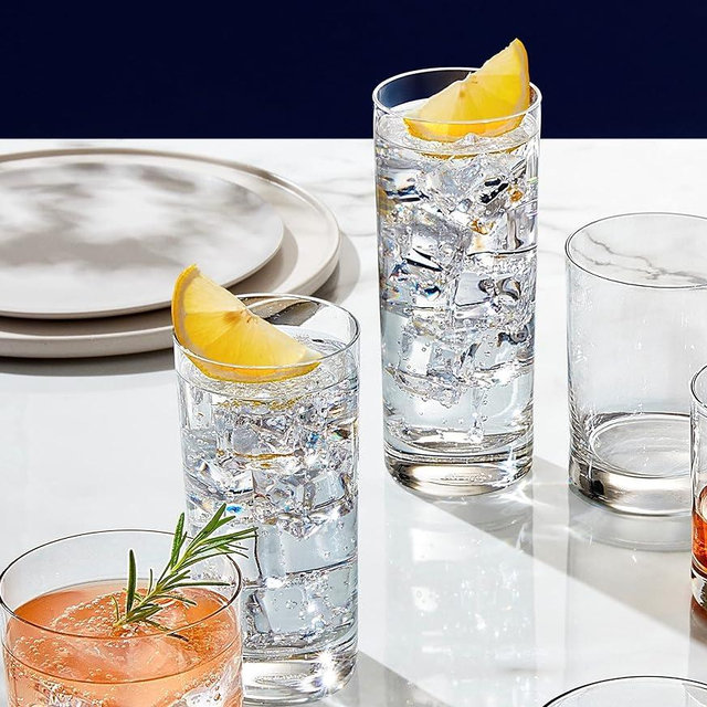 LEMONSODA Premium Highball Glass Set - Elegant Tom Collins Glasses Set of 6-15oz Tall Drinking Water Glasses - Bar Glassware for Mojito, Iced Coffee - Crystal High-Ball Drink Tumblers