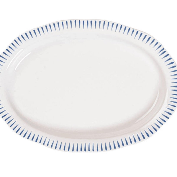 Sitio Stripe Delft Blue 17″ Serving Platter - CarefulPeach Boutique