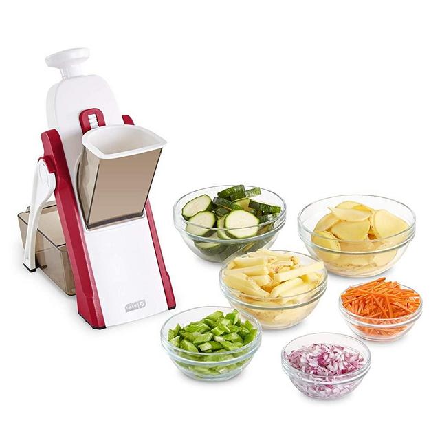 DASH Safe Slice Mandoline for Vegetables, Meal Prep & More with Thickness Adjuster, Red