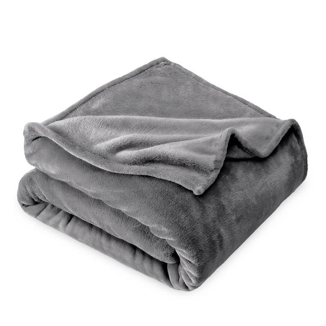 Grey Microplush King Fleece Blanket by Bare Home