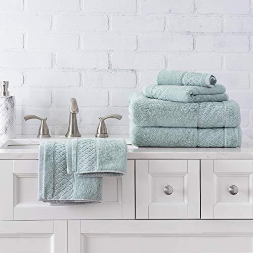 Welhome Hudson 100% Pure Organic Cotton Quality 6 Piece Luxury Bath Towel Set - Durable - High Absorbency - Hotel Spa Bathroom Towel - 651 GSM - 2 Bath - 2 Hand - 2 Wash Towels - Mineral