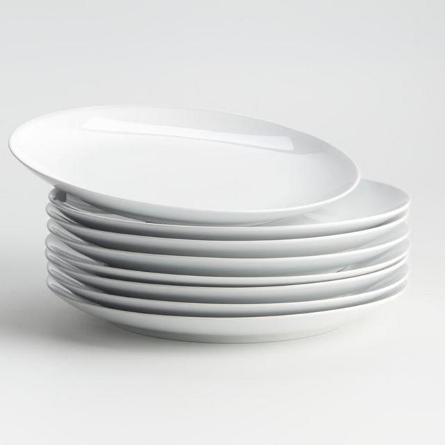 Crate and Barrel - Aspen Coupe Dinner Plates 10.5", Set of Eight