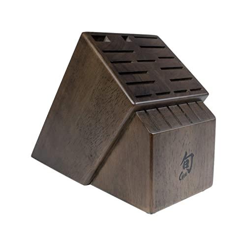 Shun 22 Slot Solid Wood Storage for Steak Knives Knife Block Set, Walnut