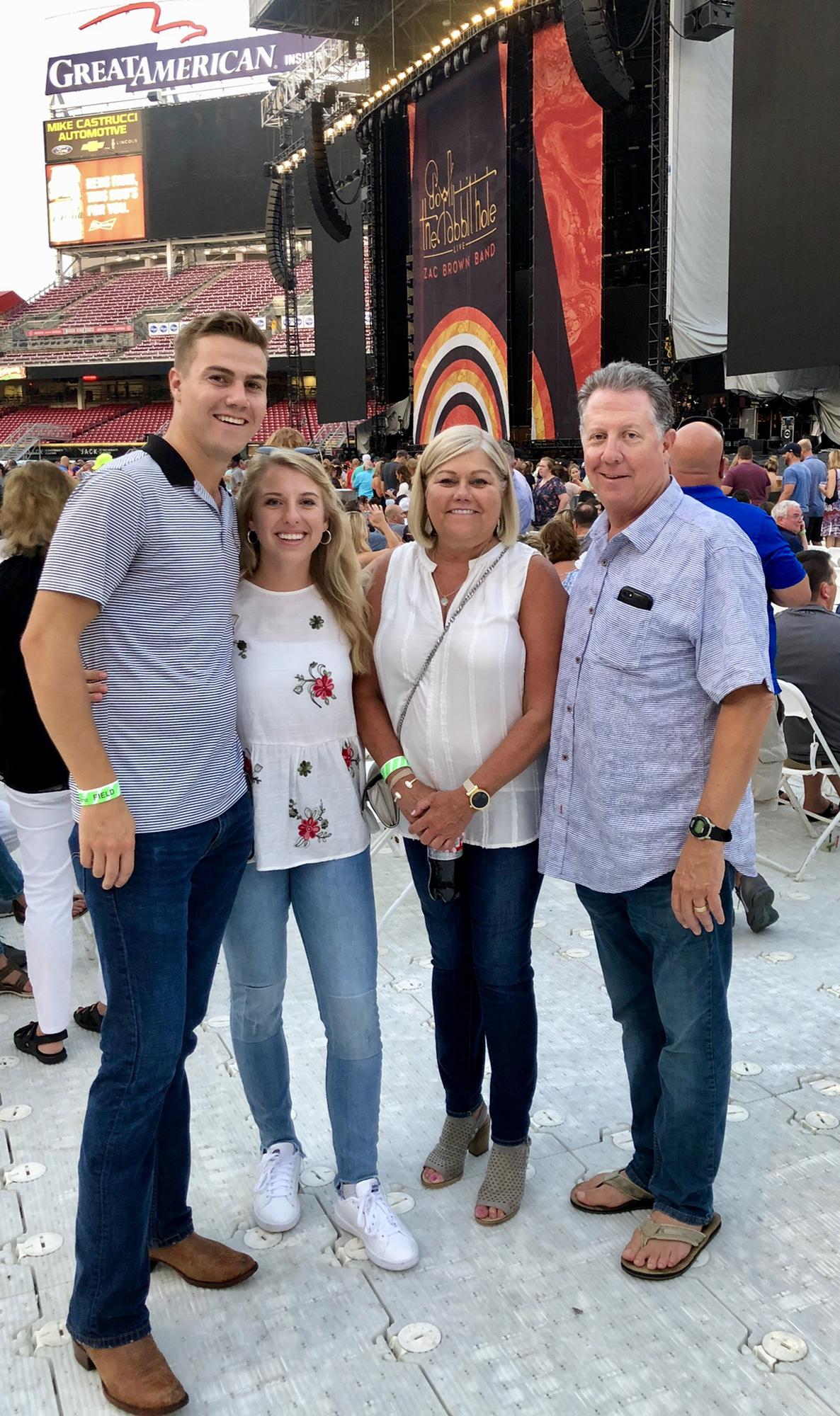 Shannon getting to know her future in-laws for the first time at a Zac Brown Band concert.