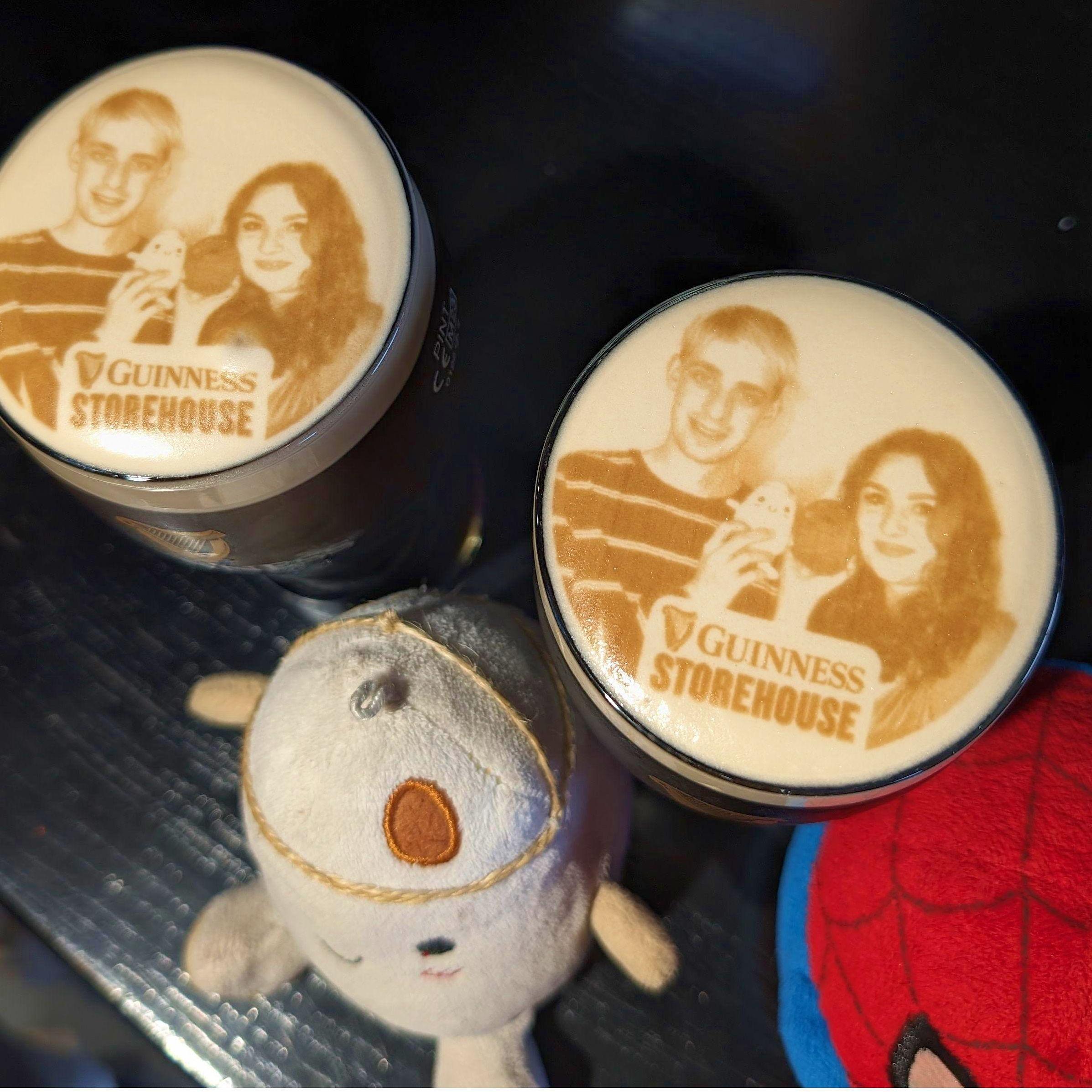 Our "Stoutie" printed on pints at the Guinness Factory!
