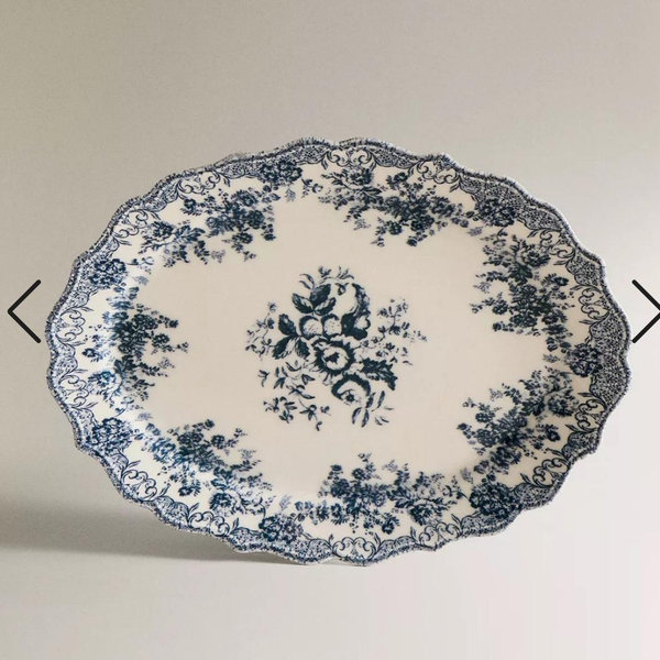 FLORAL EARTHENWARE SERVING DISH