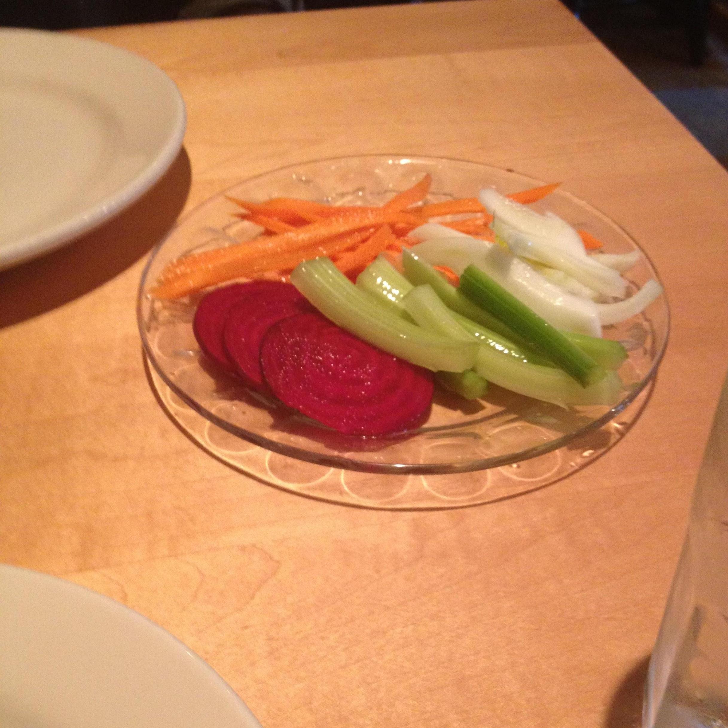 The waitress on our first date tried to make our pizza dinner fancy by adding a complimentary veggie plate. Lauren's first question was "where is the ranch?" 7.22.2012