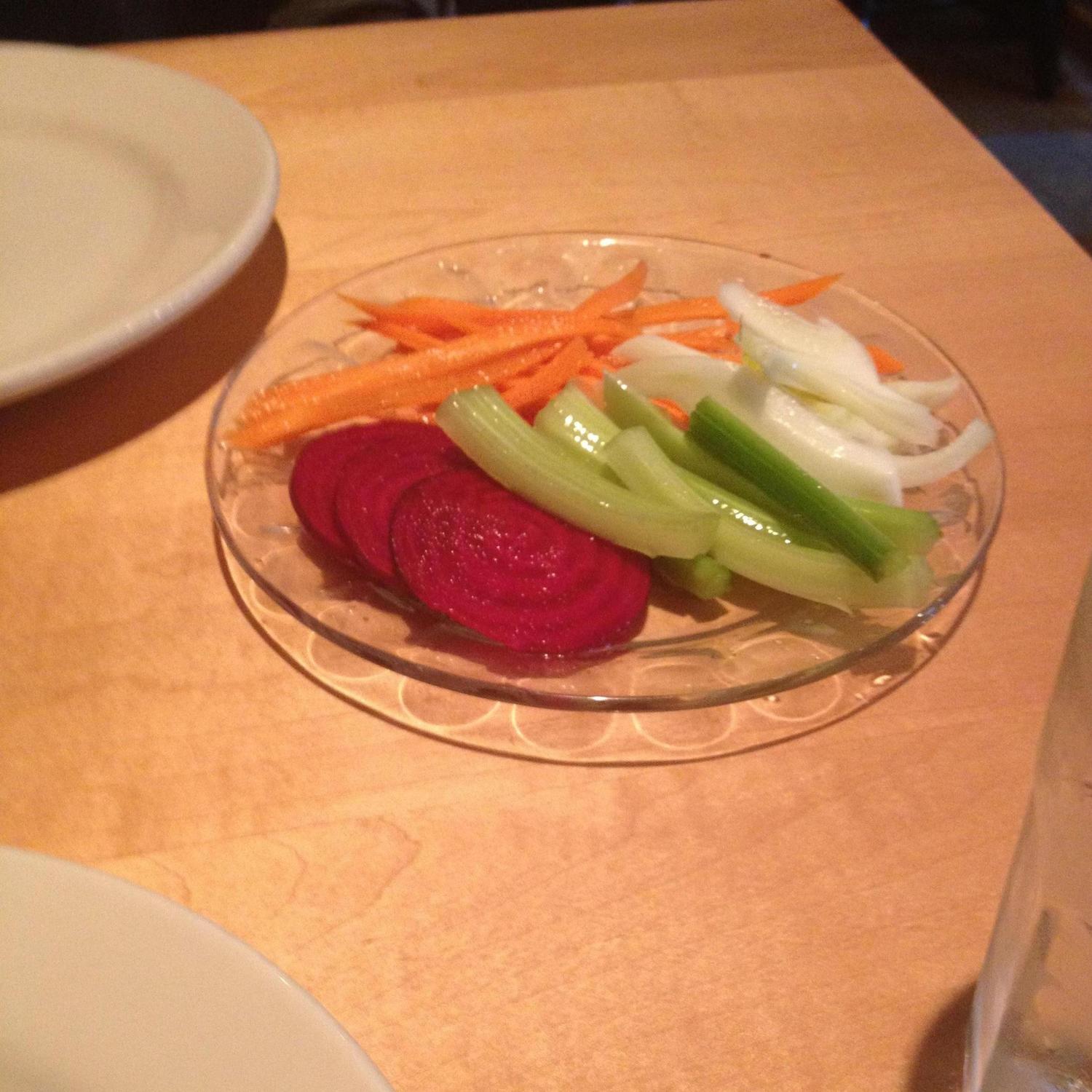 The waitress on our first date tried to make our pizza dinner fancy by adding a complimentary veggie plate. Lauren's first question was "where is the ranch?" 7.22.2012