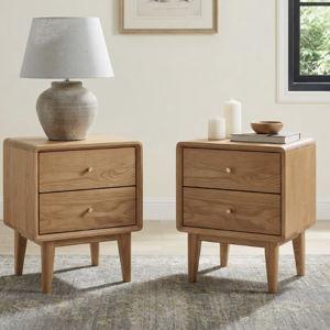 Fjord 19.7"H Low & Narrow Solid Oak Nightstand - Natural Oak, Set of 2