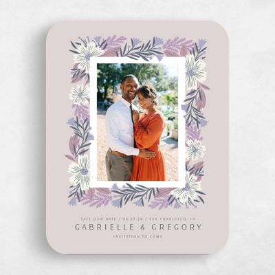 Purple Rounded Wedding Save the Date - Camrose Photo