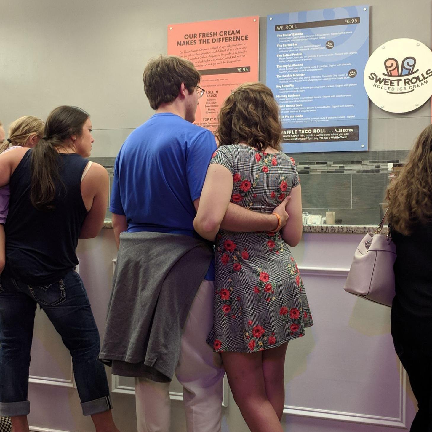 Our first anniversary! Picking out ice cream at Sweet Rolls. 8.25.18.