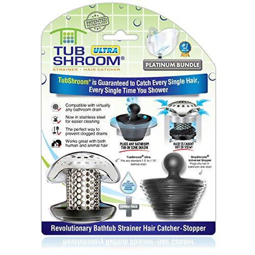 TubShroom Ultra Revolutionary Bath Tub Drain Protector Hair Catcher/Strainer/Snare, Stainless Steel