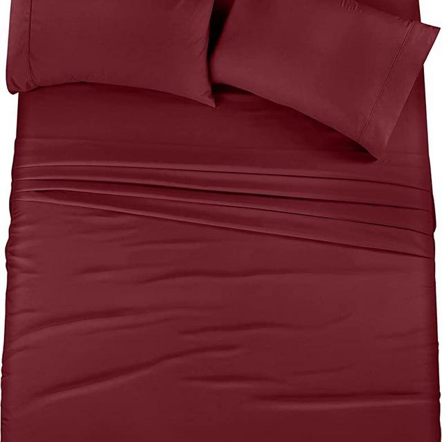 Utopia Bedding King Bed Sheets Set - 4 Piece Bedding - Brushed Microfiber - Shrinkage and Fade Resistant - Easy Care (King, Red Burgundy)