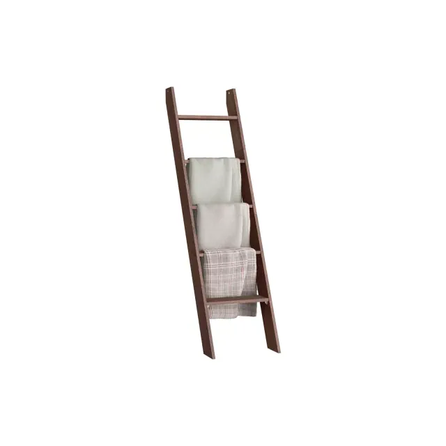 VASAGLE Blanket Ladder Decorative Farmhouse - for The Living Room, 5-Tier Ladder Shelf, Ladder Rack for Storage and Decor, Rustic Burgundy Color