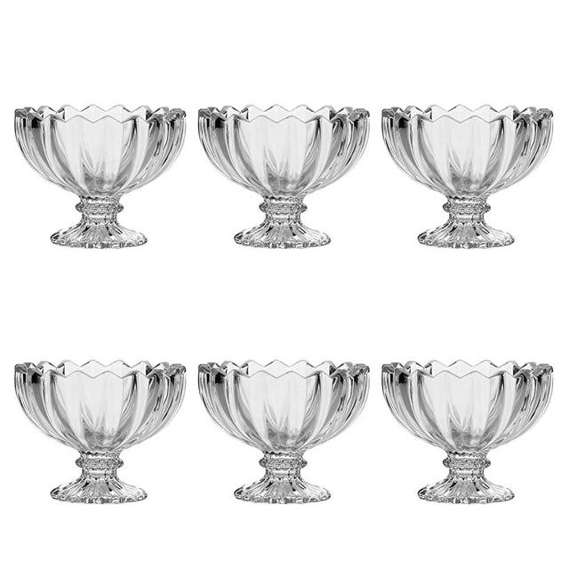 Glass Dessert Bowls/Cups - Maredash Small Cute Footed Tulip Clear Dessert Cups Perfect for Dessert, Sundae, Ice Cream, Fruit, Salad, Snack, Cocktail, Condiment, Trifle and Birthday Party(Set of 6)