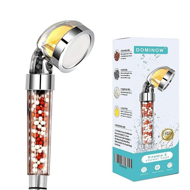 Vitamin C Filter Shower Head with 3 Replacement Balms - Handheld High Pressure Shower Head Remove Chlorine for Hard Water Softener with Citrus Smell for Hair Loss, Dry Skin