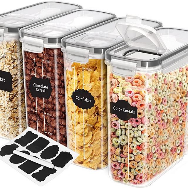 Set of 8, Stackable Clear Bins with Removable Dividers - Food Snack  Organizer, Pantry Organization and Storage - Plastic Home Containers -  Refrigerator, Fridge, Kitchen Cabinet Organizing Bins 