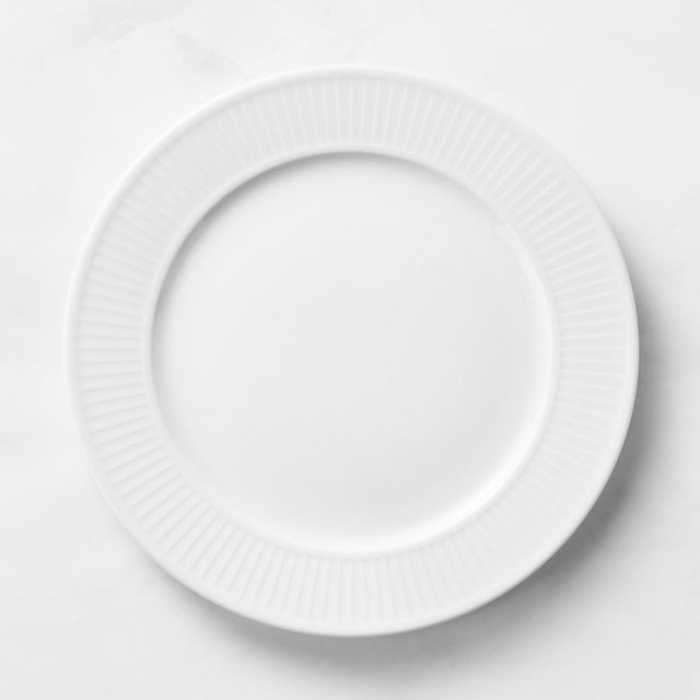 Pillivuyt Plisse Porcelain Dinner Plates, Set of 8